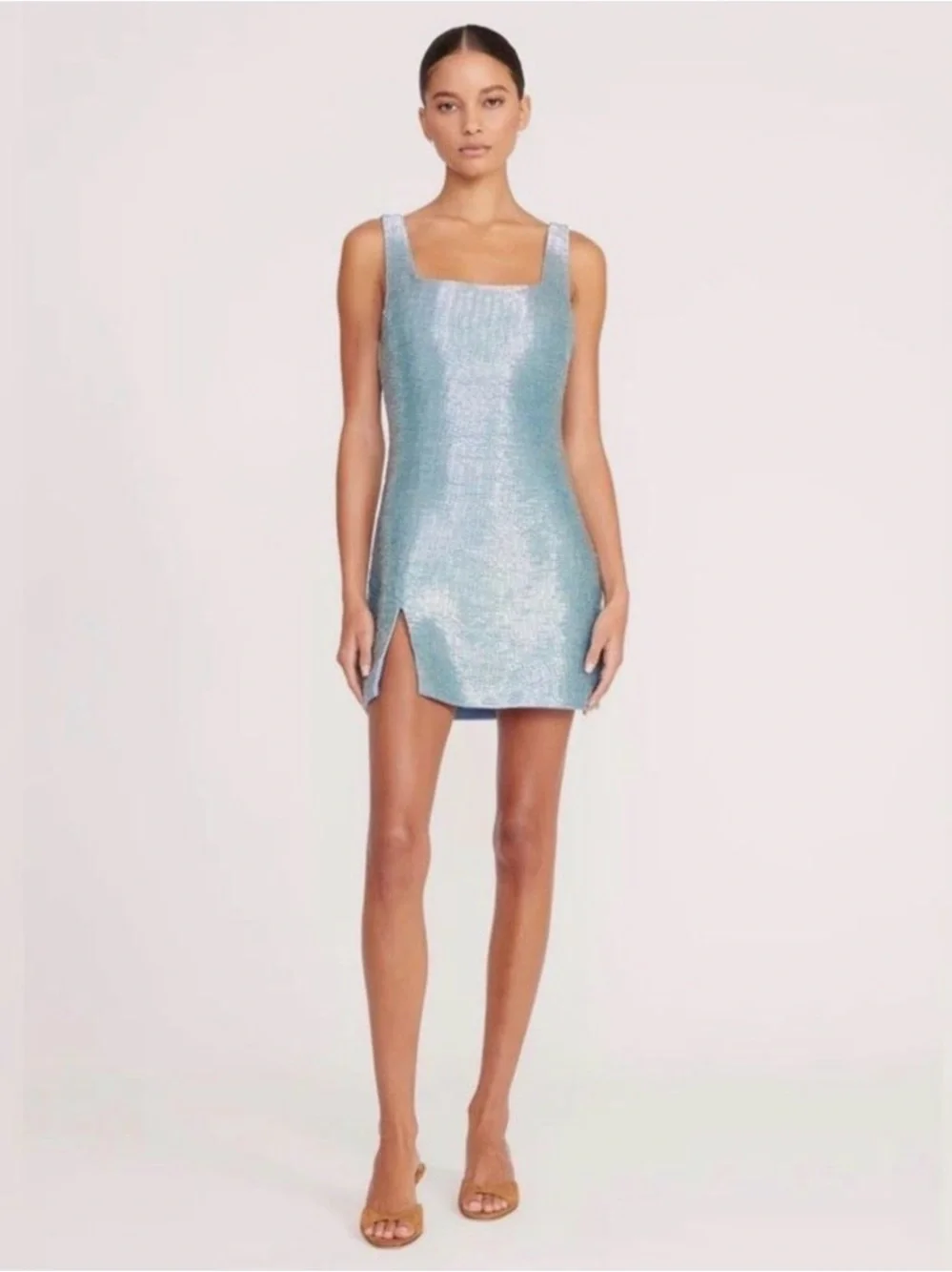 Staud Le Sable Beaded Mini Dress in French Blue NEW NWT - Picture 1 of 5